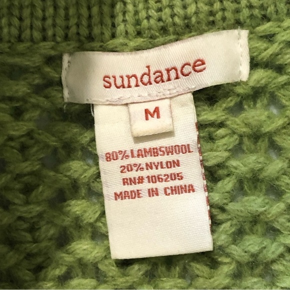 Sundance medium green cable knit, chunky lambswool Cardigan. - Picture 5 of 13